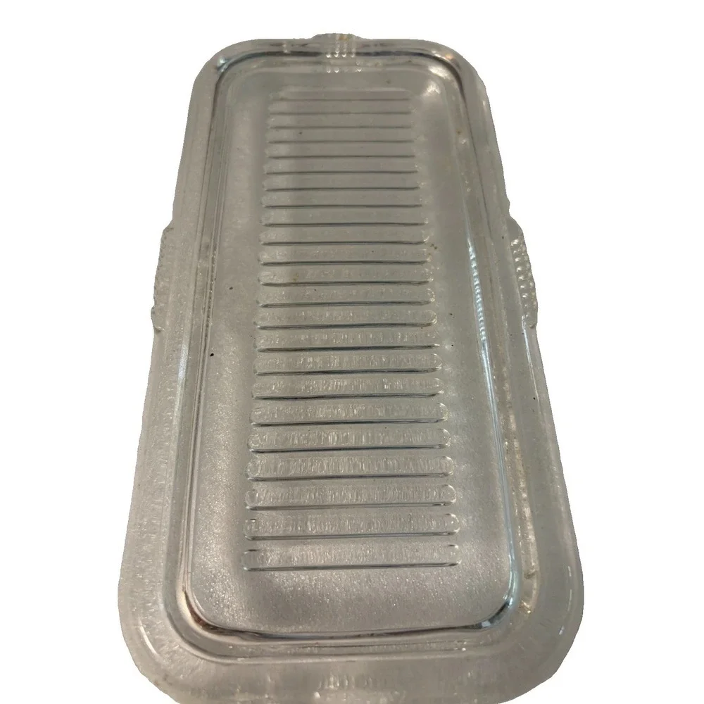 Vintage Clear Glass Refrigerator Dish Lid Ribbed Replacement 9